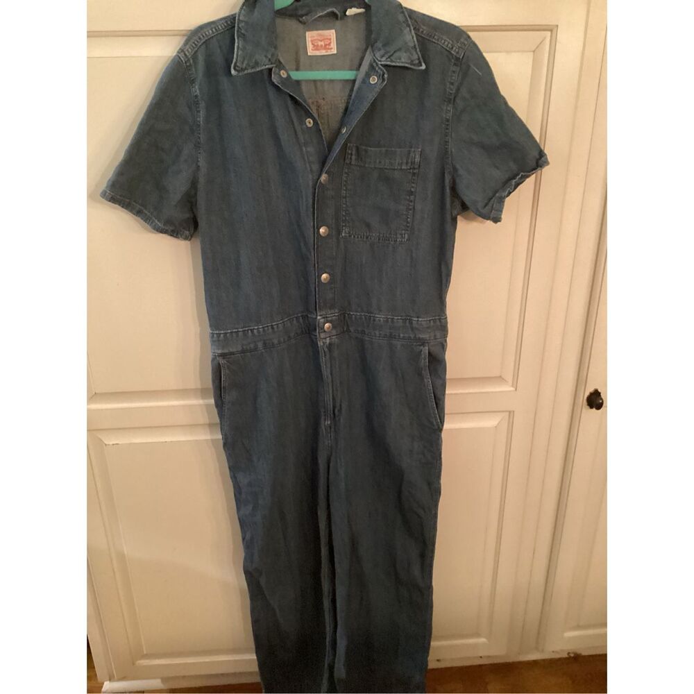 Levi’s Strauss Denim Jumpsuit Sz L Button Down Stretch - Picture 3 of 11
